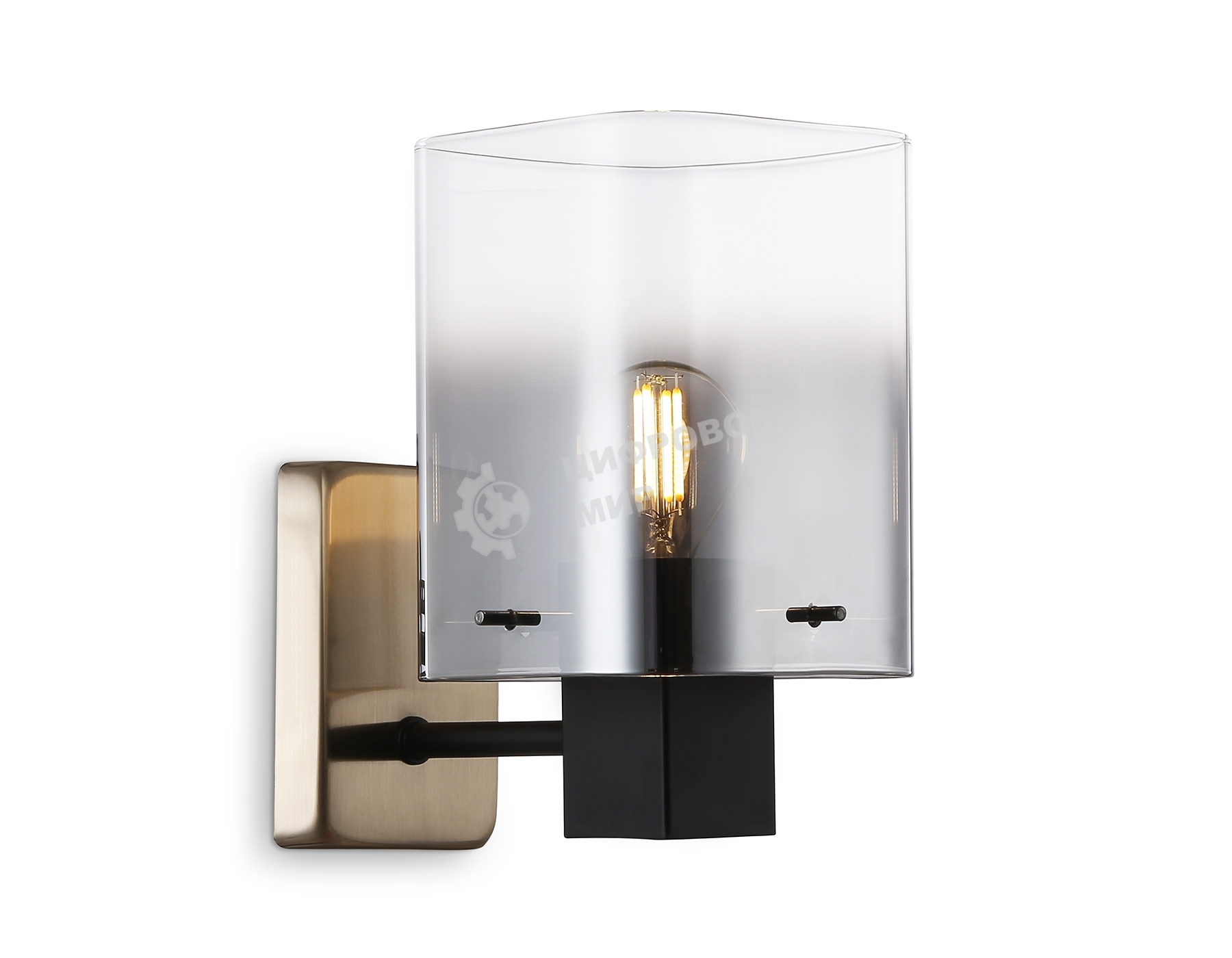 Настенный светильник Ambrella light LH57045 BK/DBS/SM черный/темная латунь/дымчатый E14 max 40W 195*110*185