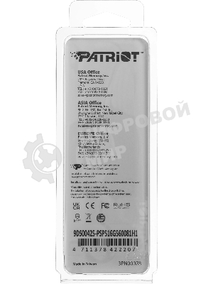 Оперативная память Patriot Signature Premium, DDR5, 16Gb (1x16 GB), 5600 MHz, CL46, DIMM, радиатор, черный