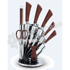 Набор кухонных ножей Kelli KL-2127 метал на подставке Высококачественная сталь 9 предметов: Топорик кухонный 16 см, Нож поварской 20 см, Нож хлебный 20 см, Нож для резки 12 см, Нож овощной 9 см, Точилка, Ножницы Овощечистка с керамическим лезвиемОстрая режущая кромка Легкая заточка Удобные ручки Восхитительный дизайн Практичная подставка