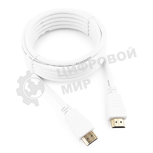 Кабель Cablexpert HDMI CC-HDMI4-W-10, 19M/19M, v2.0, медь, позол.разъемы, экран, 3 м, белый, пакет