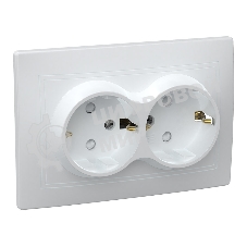 Розетка силовая IEK ERK21-K01-16-DM РСш12-3-КБ 2 местн. c з/к с защ.штор. 16А КВАРТА (белый)