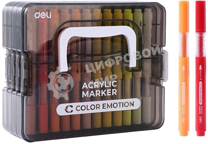 Набор маркеров Deli EC194-84 Color Emotion круг. пулевидный пиш. наконечник 84цв. (84шт.) пластиковая коробка