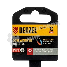 Отвертка Denzel PH1х75 мм, S2, 3к рукоятка