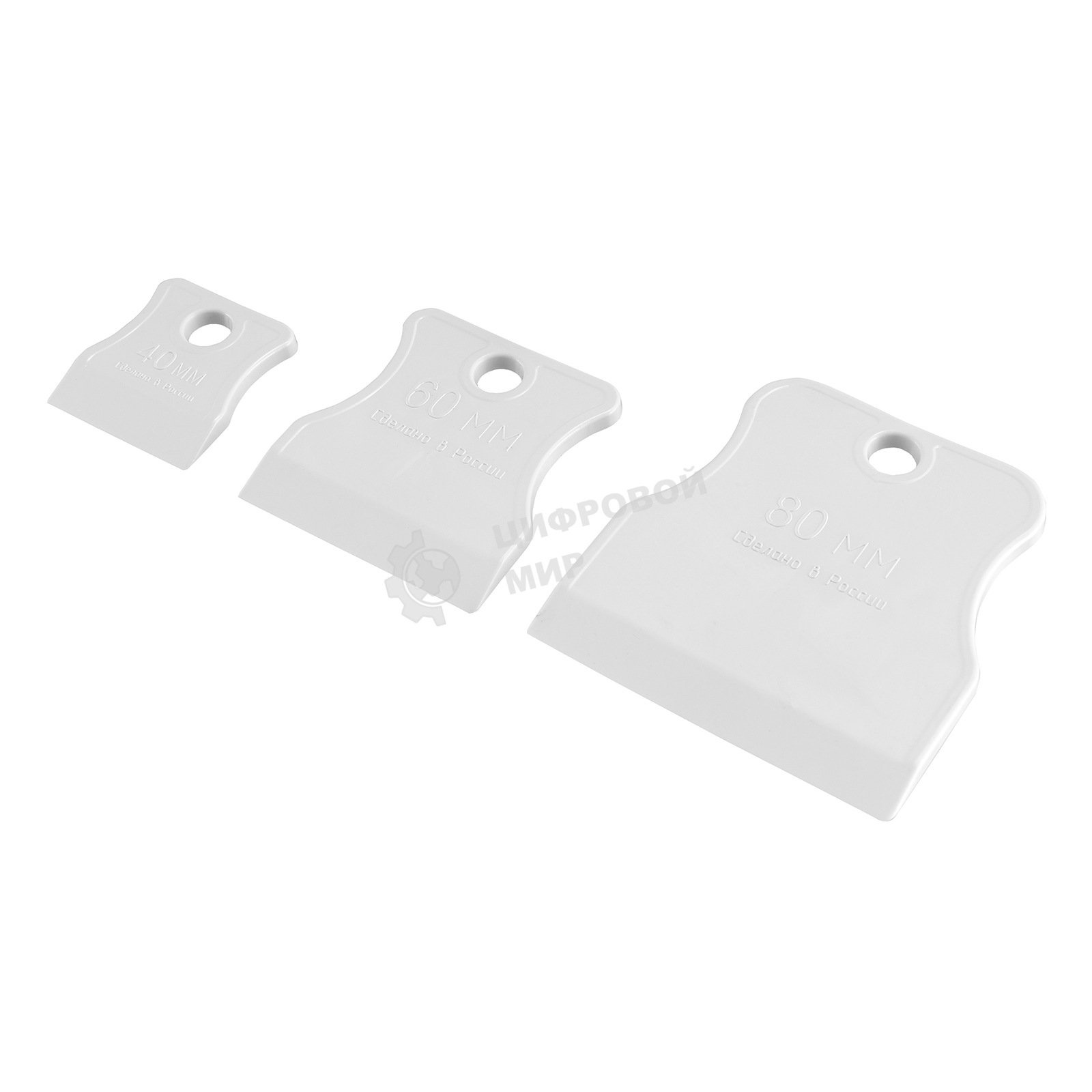 Набор шпателей Sparta 40-60-80 мм, белая резина, 3 шт.