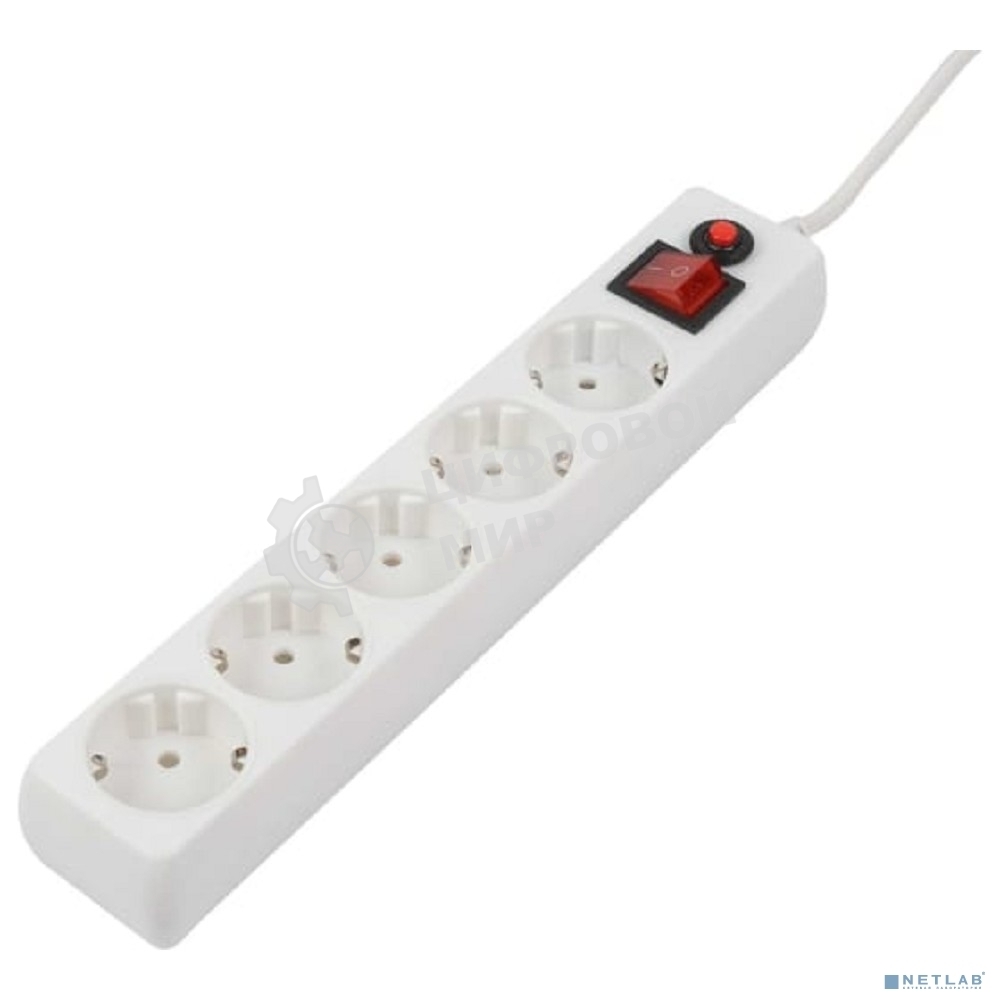 Сетевой фильтр Filum FL-SP3-5-1.8M, 1.8 м.,белый, 2200 Вт., 5 розеток, упаковка- коробка 00-01057164