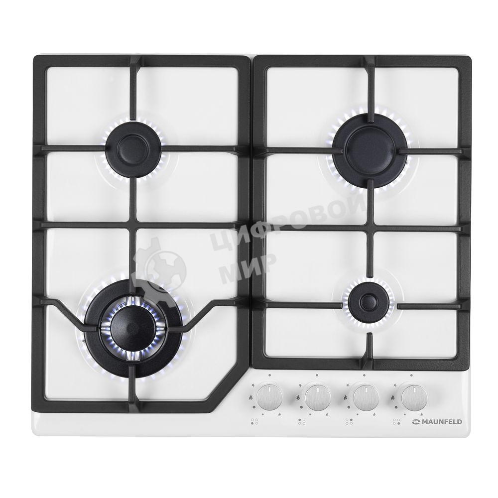 Газовая варочная панель Maunfeld EGHE.64.43CW/G, 4 конфорки, эмалированная сталь, белый
