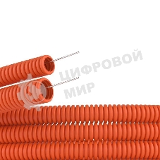 Труба гофрированная ПНД d20мм тяжелая с протяж. оранж. (уп.100м) ДКС 71520