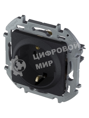 Розетка 2К+З со шторками немецкий стандарт 16А 250 В антрацит