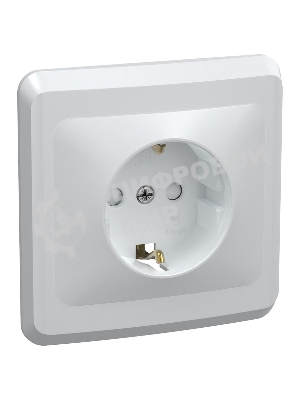 Розетка 1-м СП Вега РСш10-3-ВБ с заземл. контактом и защ. штор 16А бел. IEK ERV14-K01-16-DM