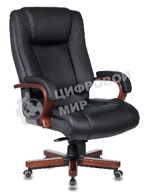 Кресло Бюрократ T-9925WALNUT/BLACK черный, кожа