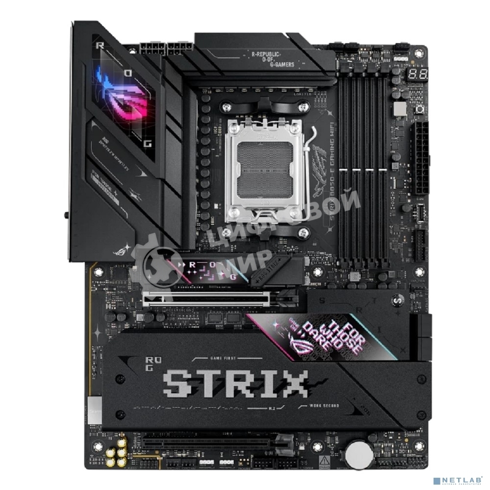 Материнская плата ASUS ROG STRIX B850-E GAMING WIFI, AM5, AMD B850, 4xDDR5, 4xSATA, 5xM.2, 1xPCI-E 5.0 x16, 1xPCI-E 4.0 x16, 1xRealtek 5Gb Ethernet, 1xUSB-C 4, 1xUSB-C 20Gbps, 6xUSB-A 10Gbps, 4xUSB-A 2.0, 3x3.5 мм, 7.1, ATX