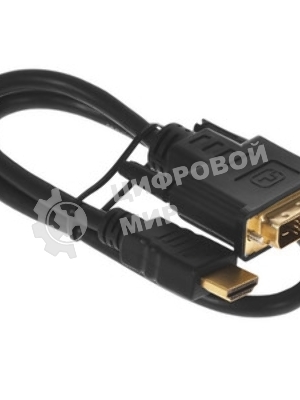 Кабель HDMI-DVI Cablexpert CC-HDMI-DVI-0.5M, 19M/19M, single link, медь, позол.разъемы, экран, 0.5м, черный, пакет