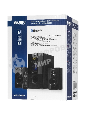 Акустическая система SVEN MS-2050 черный (2x12,5W + Subwoofer 30W, дерево, USB, SD, FM, ПДУ, Bluetooth)