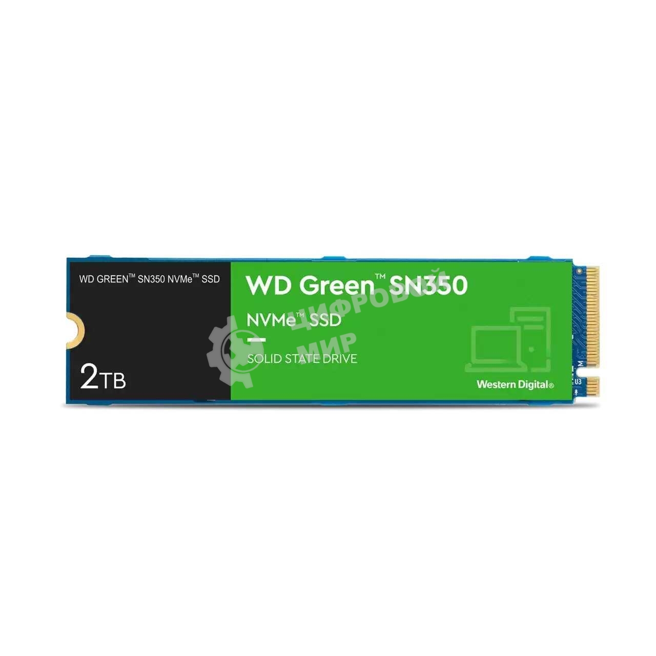 Накопитель SSD WD Green SN350 WDS200T3G0C, 2000Gb, PCIe 3.0 x4, M.2 2280, NVMe, R/W 3200/3000