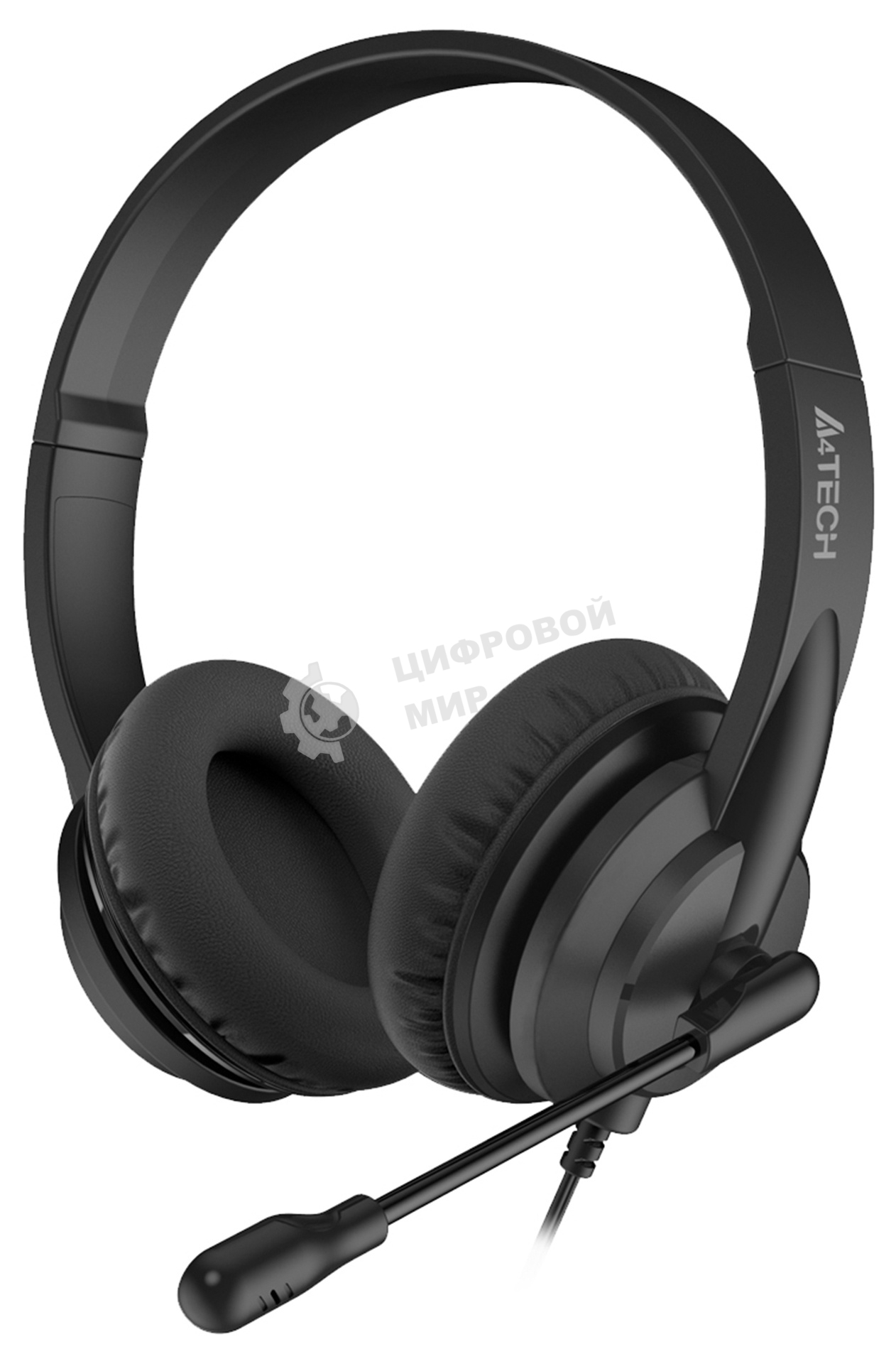 Гарнитура проводная с микрофоном A4Tech HU-10 черный 2м накладные USB оголовье