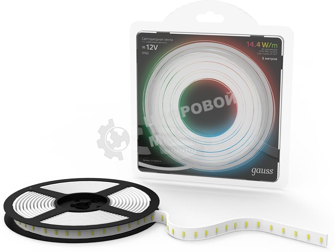 Лента светодиодная LED Gauss 5050 -SMD 14.4W 12V DC RGb IP66 (блистер 5м)