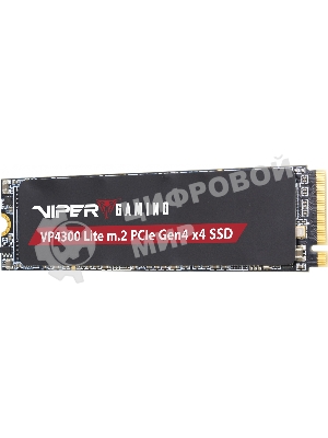 Накопитель SSD Patriot Viper VP4300 Lite, 4Tb, PCIe 4.0 x4, M.2 2280, NVMe, R/W 7400/6000, с радиатором