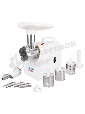 Мясорубка электрическая Аксион М33.02 белый, 1500 Вт, 1.7 кг/мин, реверс, защита от перегрузки, насадки - 5