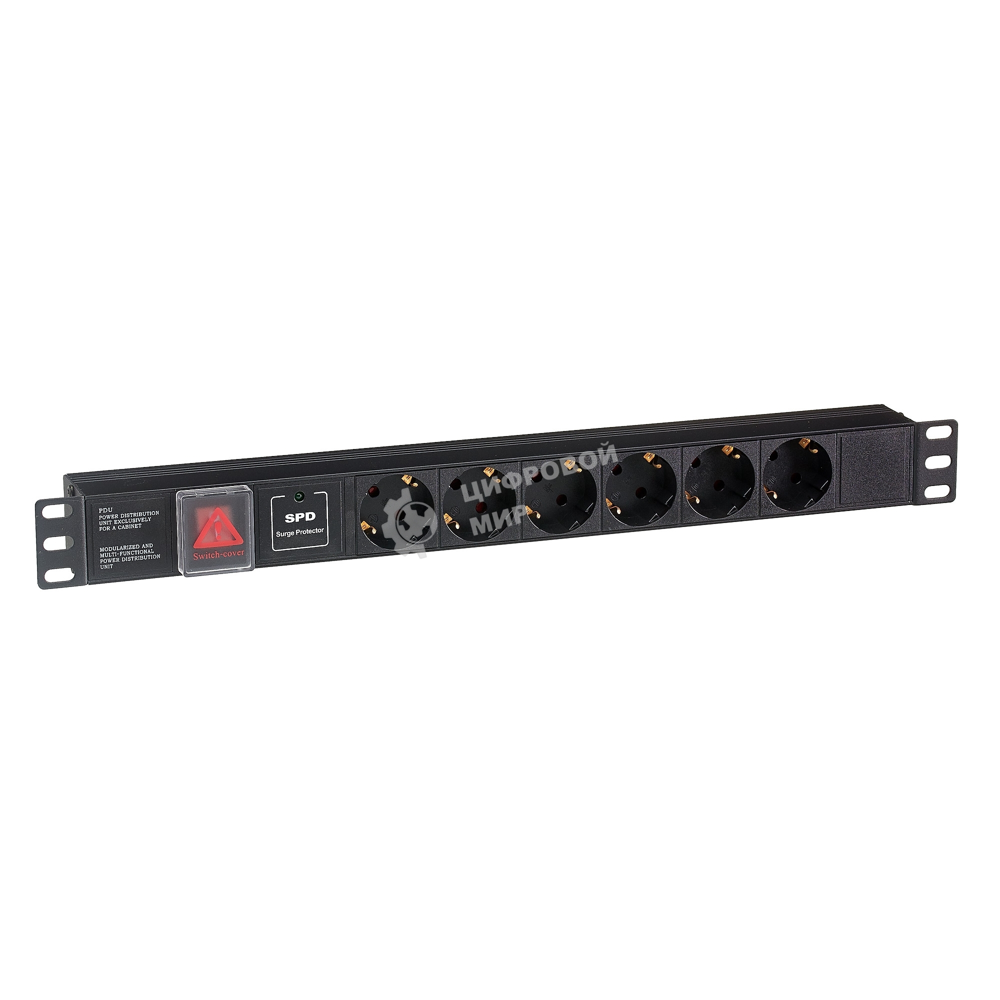 Блок розеток горизонтальный ExeGate ServerPro PDU-19H607 Al-6S-C14-SW-SPD1, 19