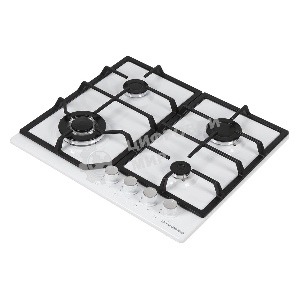 Газовая варочная панель Maunfeld EGHE.64.43CW/G, 4 конфорки, эмалированная сталь, белый