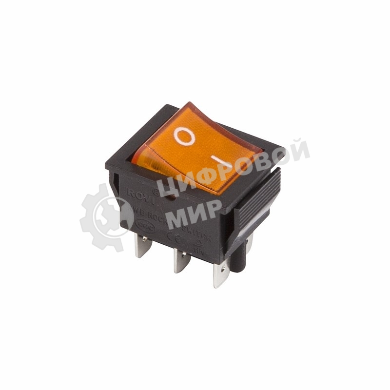 Выключатель клавишный Rexant 250V 15А (6с) ON-ON желтый с подсветкой