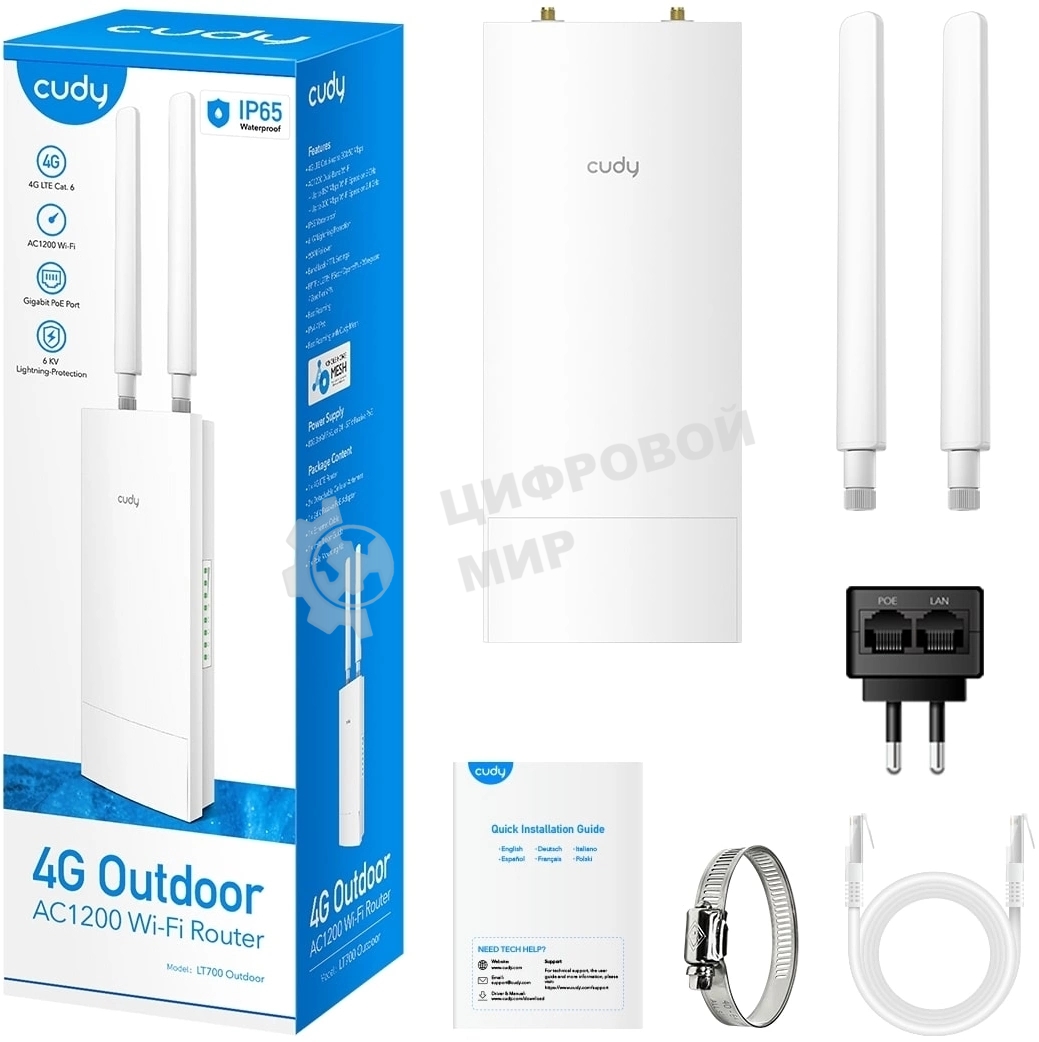 Точка доступа Outdoor 4G LTE Cat 6 AC1200 Wi-Fi Gigabit Router