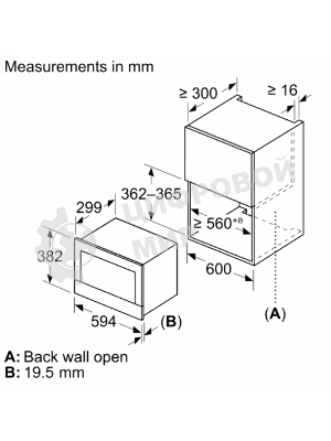 Встраиваемая микроволновая печь Bosch BER7321B1 900Вт, 5 режимов, кварцевый гриль,инвертер, 21 л, черный, петли справа
