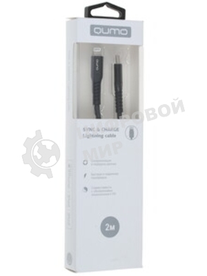 Кабель QUMO, MFI С94, Type-C на MFI Apple 8 pin, силиконовый, 1м, 2,22A, 9V, 20W, PD черный