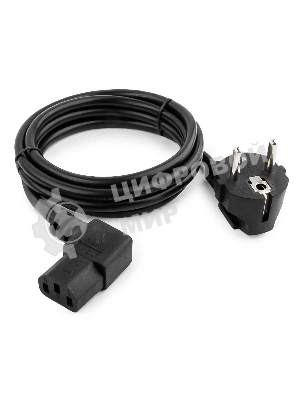 Кабель питания Gembird 1.8м, VDE(0.75мм), черный, угловой разъем, с зазем., пакет