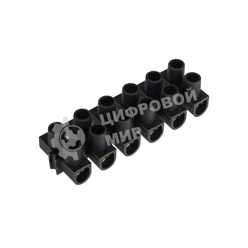 Клеммная колодка винтовая Rexant KВ-14 (6-14 мм²), ток 20 A, полипропилен черный, индивидуальная упаковка, 1 шт.