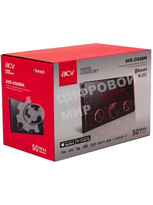 Автомагнитола ACV AVS-2100BM, 2 DIN, Bluetooth, USB Type-A, AUX, пульт ДУ