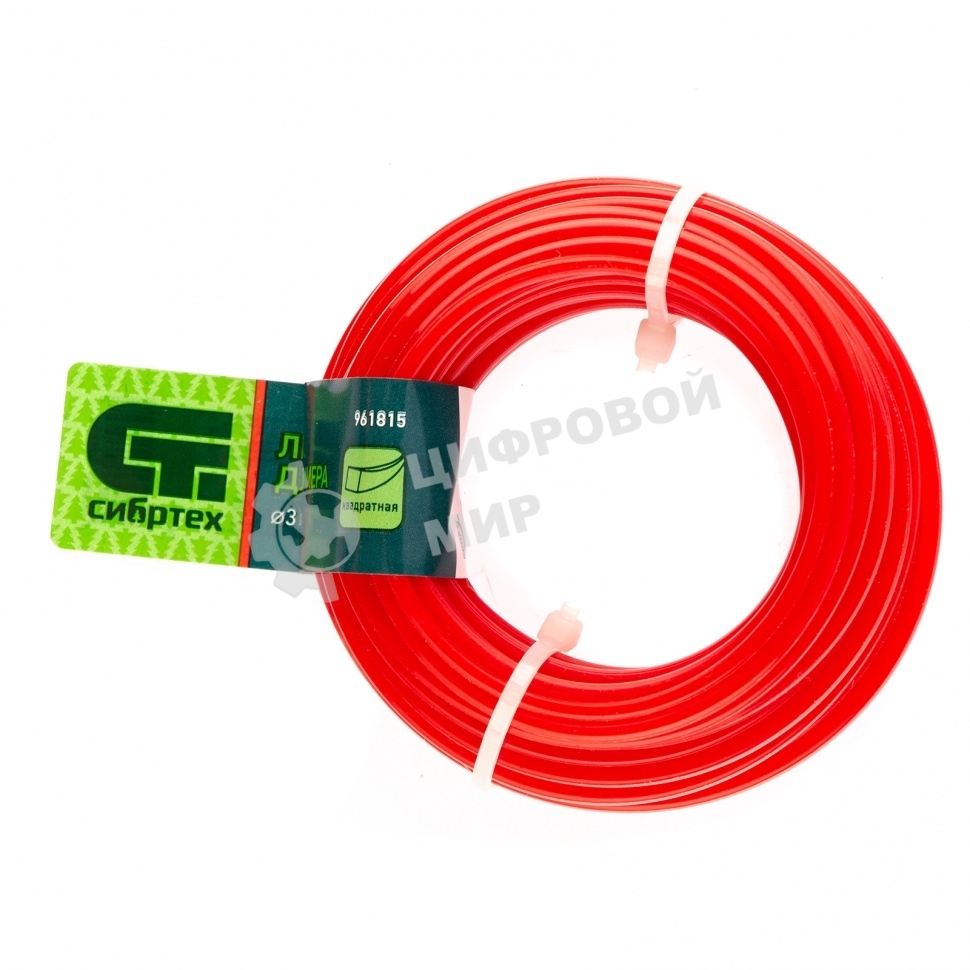 Леска для триммера СИБРТЕХ квадратная, 3,0 мм х 10 м, Россия 961815