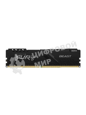 Оперативная память Kingston Fury Beast, DDR4, 16GB (1x16GB), 3600MHz, CL18, DIMM, с радиатором, черный