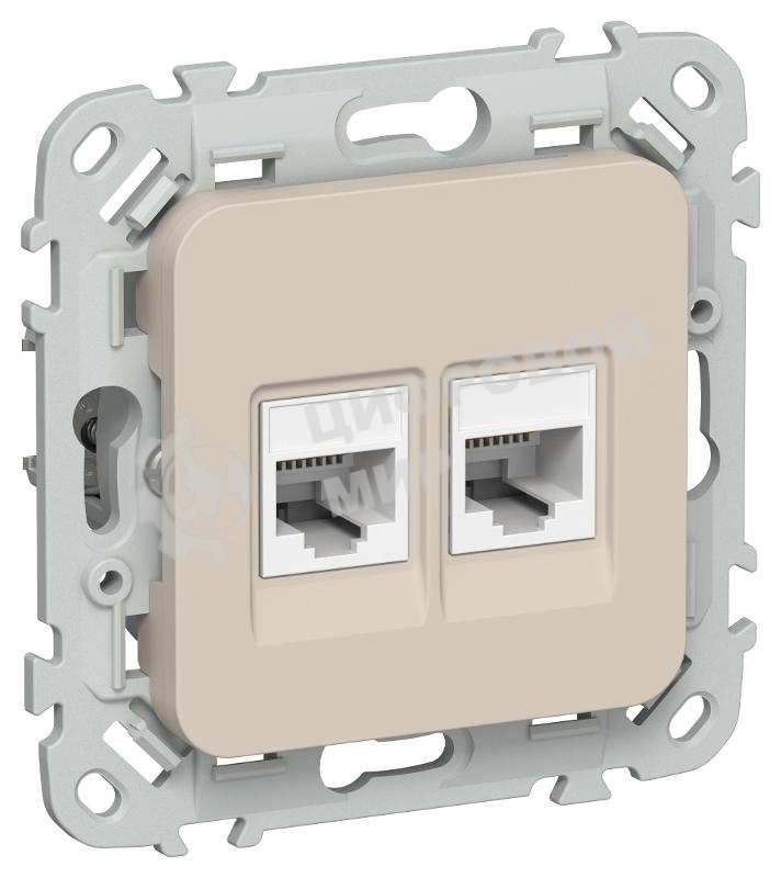Розетка 2-местная компьютерная RJ45 категория 5Е UTP РК5е-2-0-ФлЛ льняной FLITE