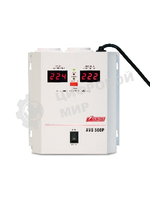 Стабилизатор напряжения Powerman AVS-500P (220В±8% 500ВА,5А,КПД 98%, циф. индикация вх./вых.)