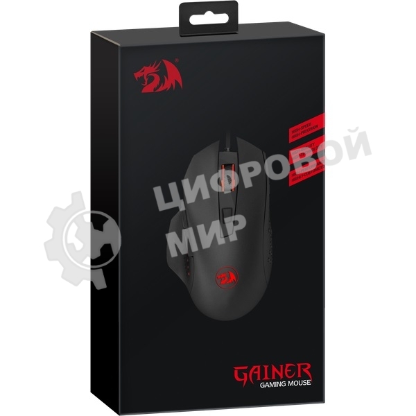 Мышь проводная Redragon Gainer черный, 3200 dpi, USB, кнопки - 6