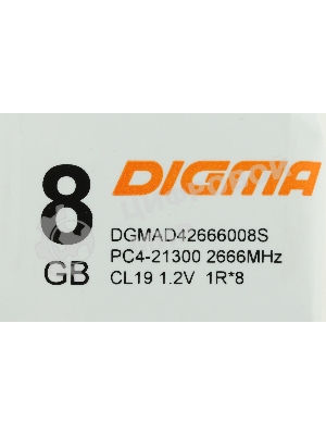 Оперативная память Digma, DDR4, 8GB (1x8GB), 2666MHz, CL19, DIMM