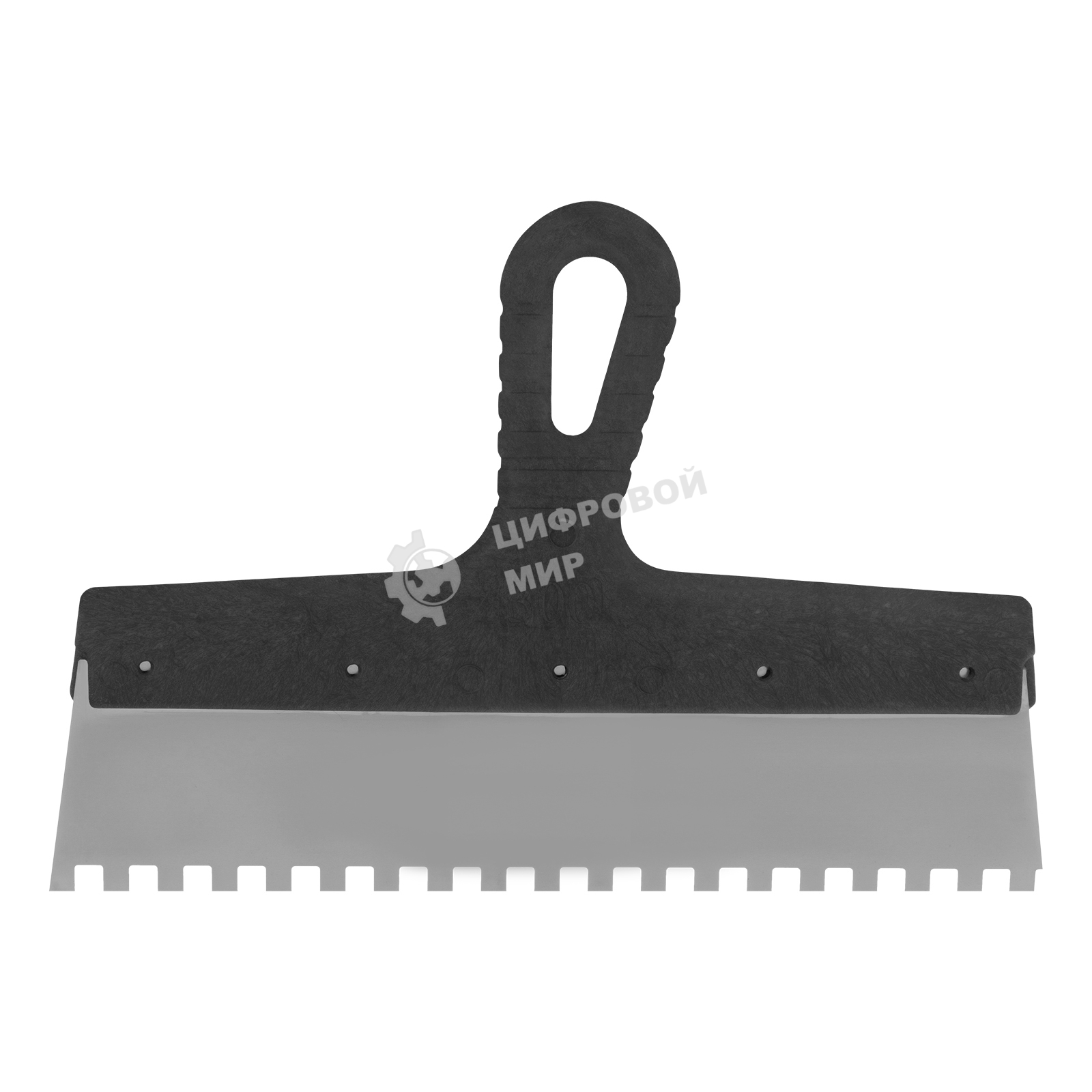 Шпатель Сибртех из нержавеющей стали,300 мм,зуб 8x8 мм,пластмассовая рукоятка