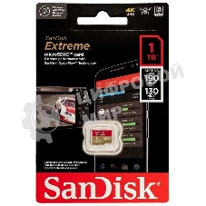 Флеш карта microSDXC SanDis 1024GBEXTREME Class 10, UHS-I, W130, R 190 МБ/с, без адаптера на SD