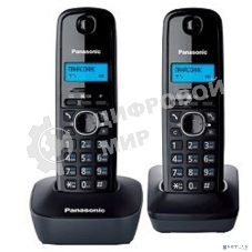 Телефон беспроводной (DECT) Panasonic KX-TG1612RUH (серый) Доп трубка в комплекте,АОН, Caller ID,12 мелодий звонка,поиск трубки