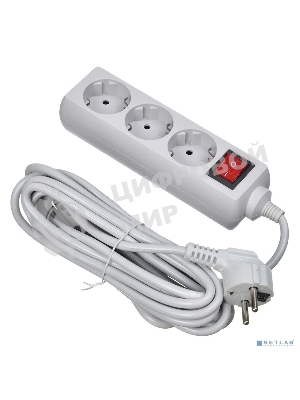 Сетевой фильтр Buro 300SL-5-G 5 м, 3 розетки, серый (пакет ПЭ)