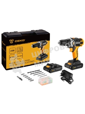 Дрель-шуруповерт Deko Banger 20V ONE+, 20 В, 1,5 Ач, 42 Нм, щеточный
