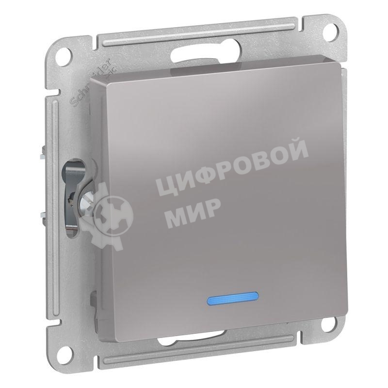 Механизм выключателя 1-кл. AtlasDesign с подсветкой (сх.1а) 10АХ алюм. SchE ATN000313