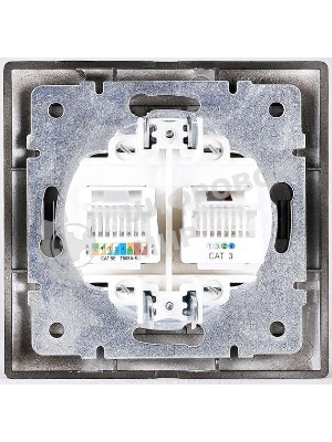 Розетка 2-м СП Мира 16А IP20 без заземл. со вставкой керамика черный бархат LEZARD 701-4242-128