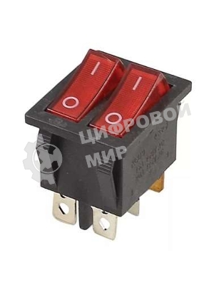 Выключатель клавишный Rexant 250V 15А (6с) ON-OFF красный с подсветкой двойной