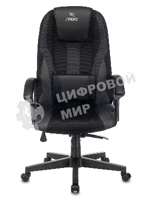 Кресло Бюрократ Zombie 9 черный/серый, экокожа, 120 кг, механизм качания