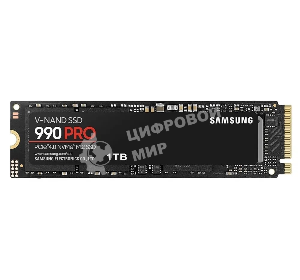 Накопитель SSD Samsung 990 PRO, 1000Gb, PCIe 4.0 x4, M.2 2280, NVMe, R/W 7450/6900, с радиатором