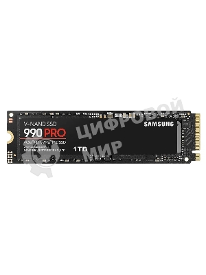 Накопитель SSD Samsung 990 PRO, 1000Gb, PCIe 4.0 x4, M.2 2280, NVMe, R/W 7450/6900, с радиатором