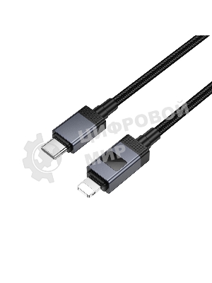 Кабель USB2.0 Hoco Type-C/Lightning, 2.4А, 27Вт,с дисплеем, X118, 1м, черный, коробка