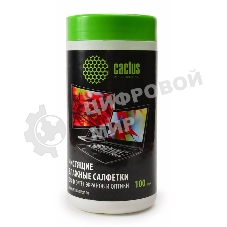 Салфетки Cactus CS-T1001 Туба с чистящими салфетками для экранов и оптики, 100 шт